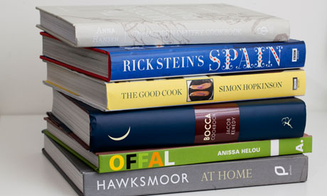 stack of cookbooks