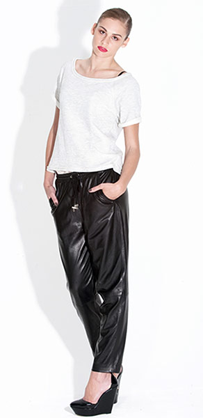 The line-up: Leather: Leather jogging pants
