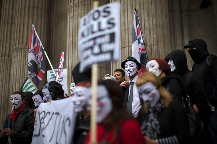 24 Hours: Demonstrators stand outside St Paul's Cathedral