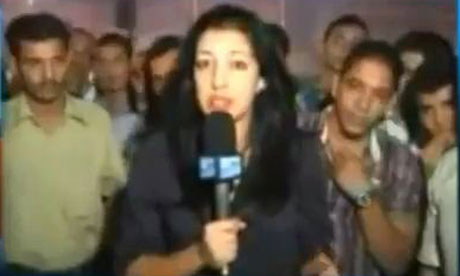 Sonia Dridi reporting in Tahrir Square