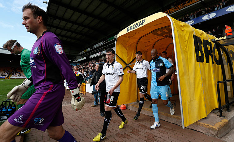 Port Vale: The teams emerge from the tunnel prior to kick off