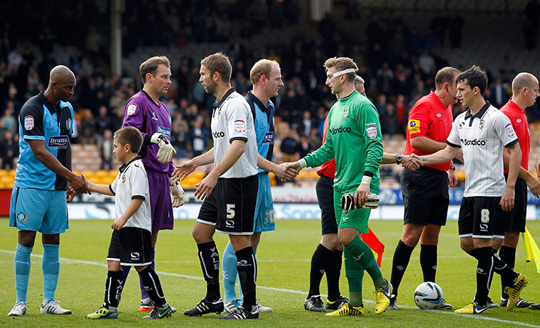 Port Vale: The Port Vale and Wycombe players shake hands before kick off