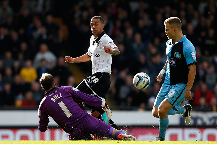 Port Vale: Wycombe Wanderers' keeper Nikki Bull blocks Ashley Vincent's shot