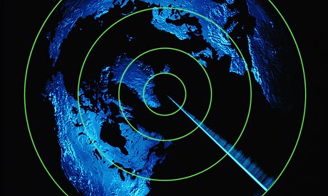 Radar screen and world map