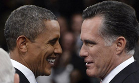Barack Obama and Mitt Romney at the third and final presidential debate.