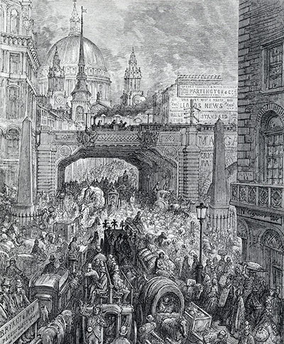 Underground book: illustration of Ludgate Hill by Gustav Dore,