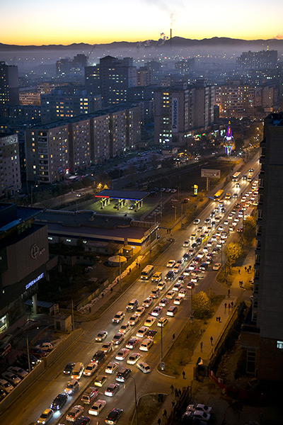 FTA: Paula Bronstein: The central business district of Ulan Bator at rush hour traffic