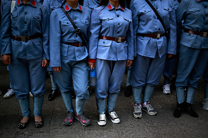 24 hours in pictures: different footwear of Chinese Communist Party course trainees