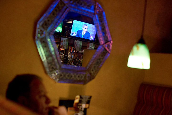24 hours in pictures: Customers dining Cantina watch the Presidential debate