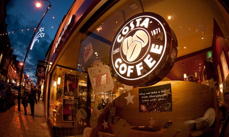 Coffee Shop Industry on Costa Coffee Shop Exterior  Night  Aberystwyth Wales Uk