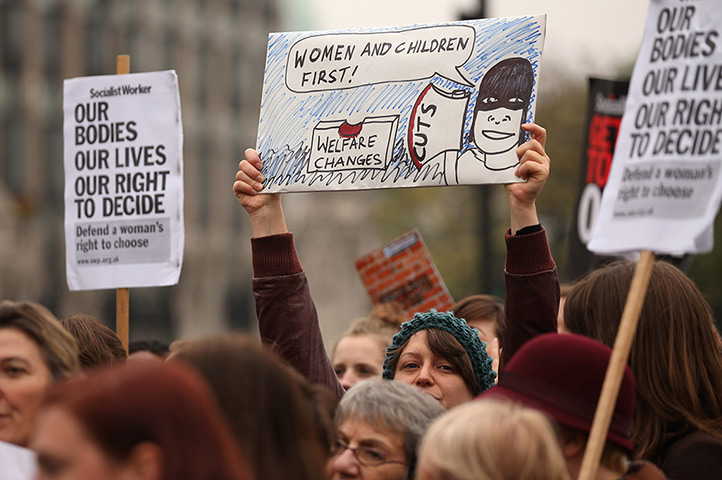 Sufragette march: Campaigners attend a rally organised by UK Feminista 