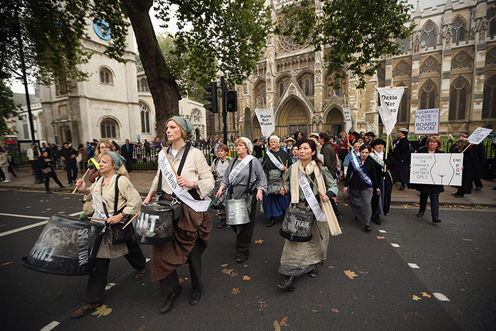 Sufragette march: Women from around the UK congregated in Westminster