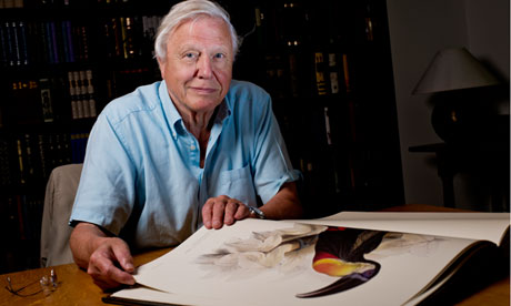 David Attenborough with Lear birds book