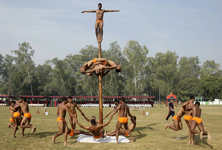 best of the week: Soldiers from the Martha light 12th infantry regiment perform Malkhamb