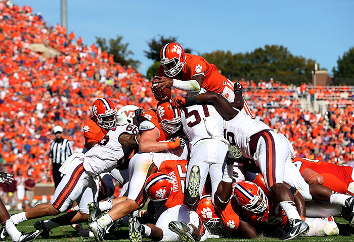 best of the week: The Clemson Tigers' Tajh Boyd is stopped short as he dives for a touchdown
