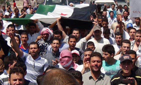 Anti-Assad demonstrators near Damascus