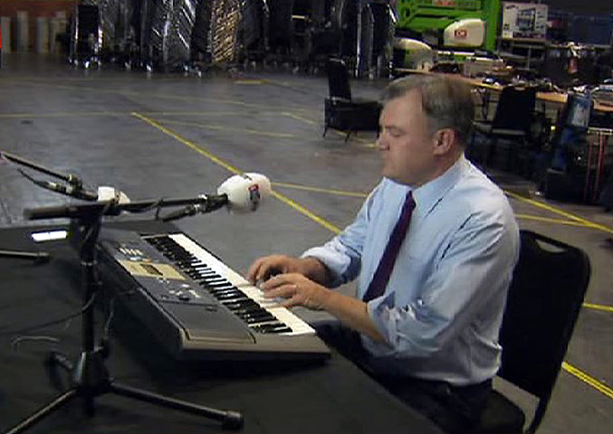 Ed Balls Action Man: Ed Balls playing the piano