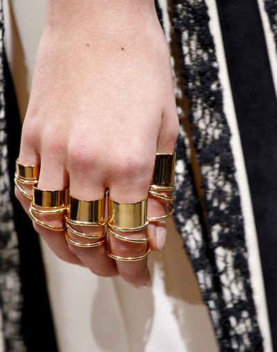 fashion accesories : A model wearing rings at the Balenciaga show