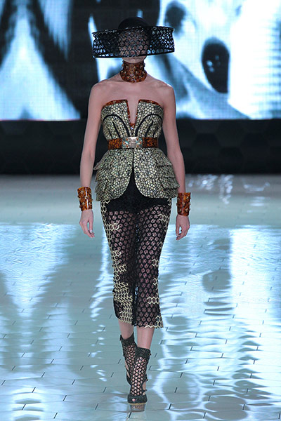 fashion accesories : A model walks the runway during Alexander McQueen show