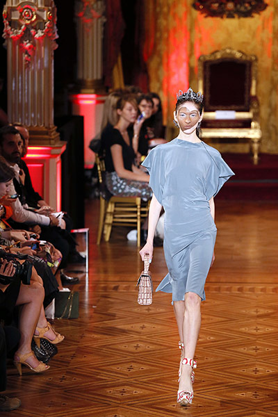 fashion accesories : A model on the runway at Vivienne Westwood 
