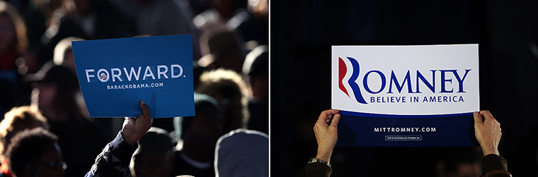 Obama and Romney: Obama and Romney signs