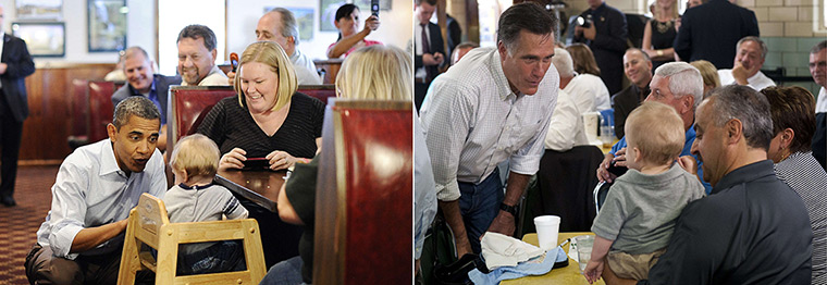 Obama and Romney: Obama and Romney with babies