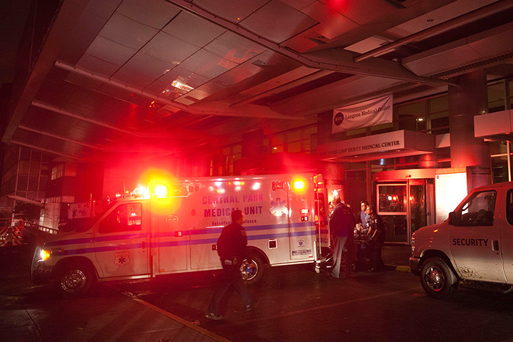 Sandy hits New York: Paramedics evacuate patients from New York University Tisch Hospital