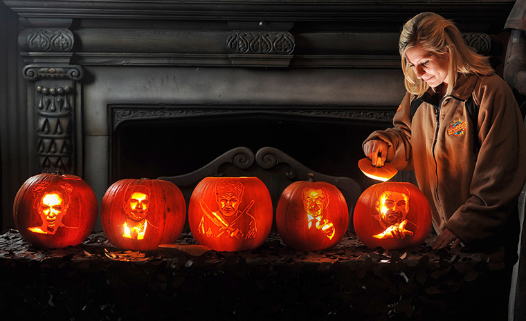 Pumpkins: Jodie Marsh, Simon Cowell, Gordon Ramsay, Lord Alan Sugar and Rylan Clark