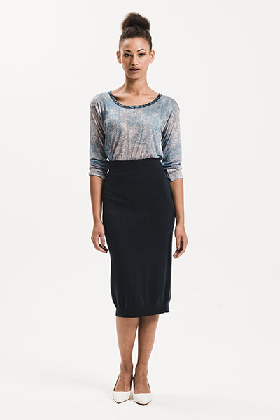 All Ages: Pencil Skirts: Model wears black knitted pencil skirt