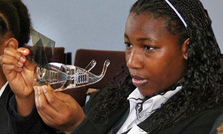 Girls in a physics lesson