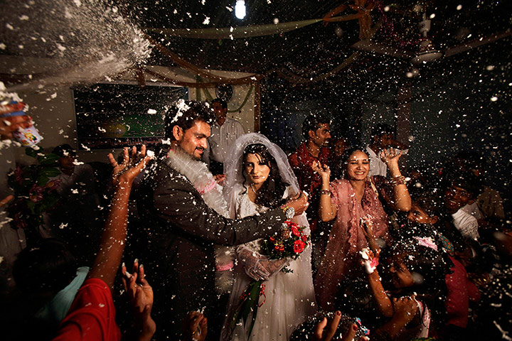 24 hours: Phaloos Sohtra and Shabana Gill during their wedding in a church in a Christian neighborhood in Islamabad, Pakistan
