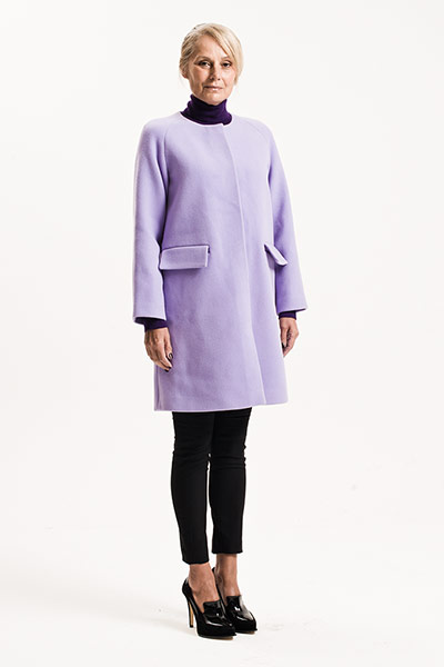 All Ages: Woollen Coats: Model wears lilac woollen coat