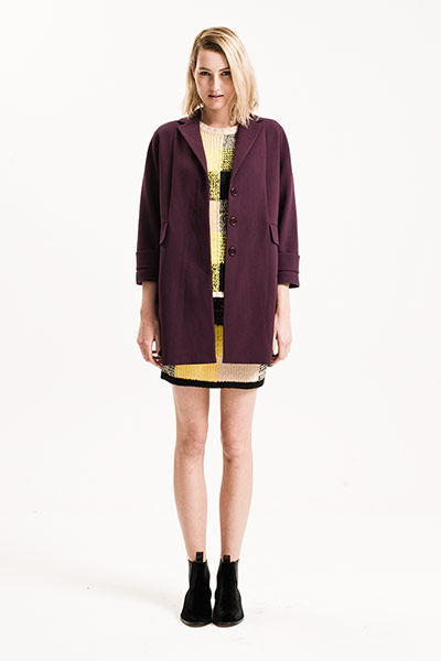 All Ages: Woollen Coats: Model wears maroon woollen coat