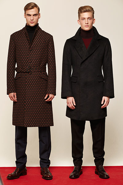 Fashion: Mens Coats: Male models wearing smart evening coats