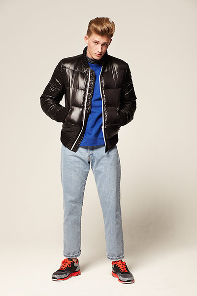 Fashion: Mens Coats: Male model wearing puffer jacket