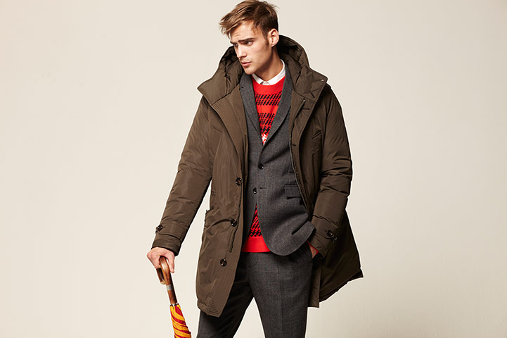 Fashion: Mens Coats: Male model wearing brown day coat