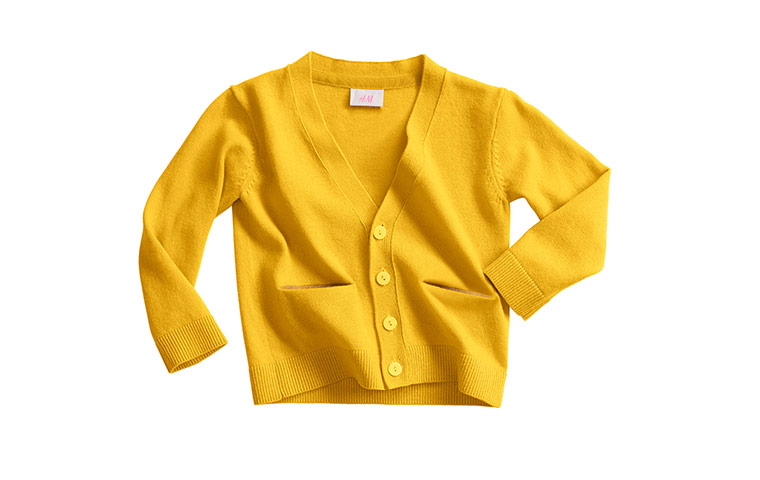 Fashion: UNICEF: UNICEF children's clothes at H&M. Girl's Yellow cardigan, £17.99