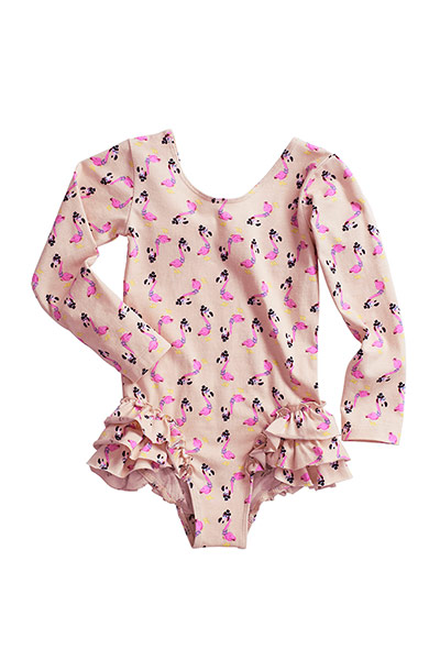 Fashion: UNICEF: UNICEF children's clothes at H&M. Girl's Flamingo leotard, £12.99