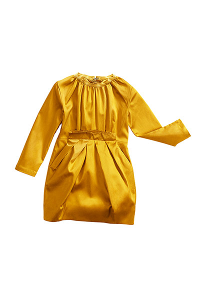 Fashion: UNICEF: UNICEF children's clothes at H&M. Girl's Yellow silk dress, £19.99