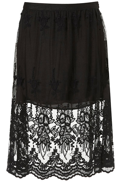 Go for goth: Black lace skirt bu Topshop