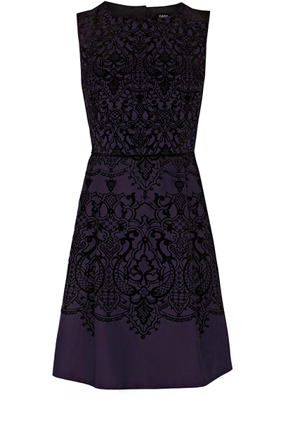 Go for goth: Purple and black pattern flocked dress by Oasis