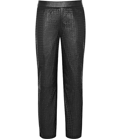 Go for goth: Reiss perforated black leather trousers