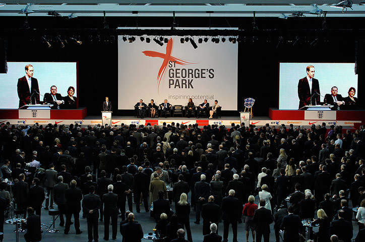 St Georges: Prince William gives a speech in one of the sports halls