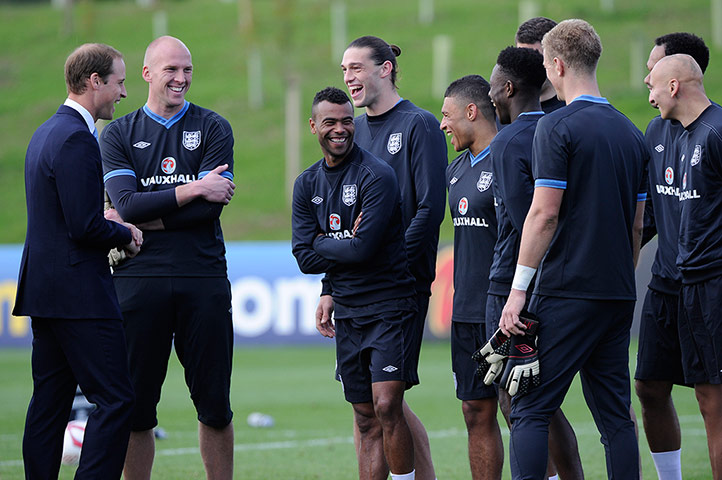 St Georges: Prince William shares a joke with Ashley Cole