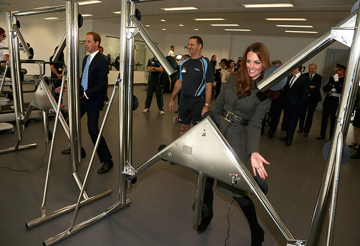 St Georges: The Royal couple play a reaction game in the new gym