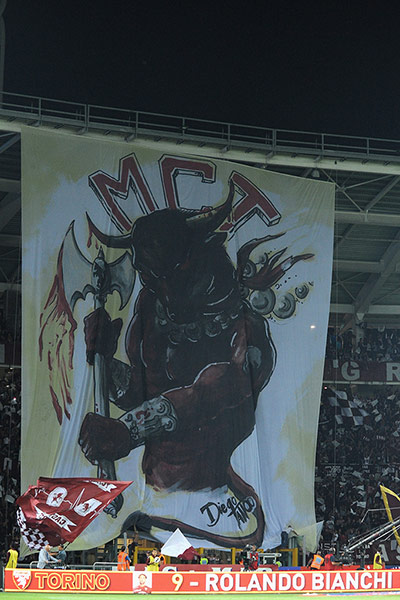 Tifo: Torino FC fans display a giant banner