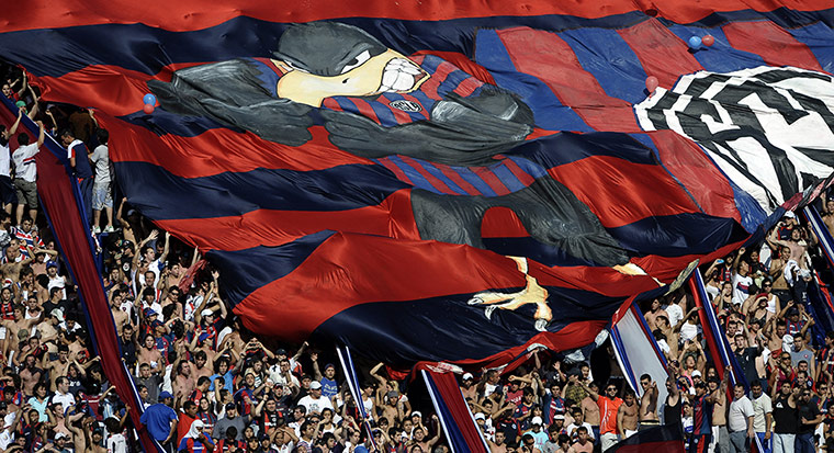 Tifo: Supporters of San Lorenzo's cheer their team