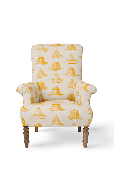 Homes Wish List: Jethou armchair in Jellies & Cakes mustard by Thornback & Peel, sofa.com