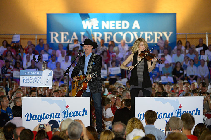 Rock and politics: John Rich performs before Mitt Romney and his running mate Paul Ryan