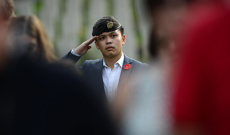 Remembrance Day: Hong Kong, China: Young veteran Eddy Tang of Macao